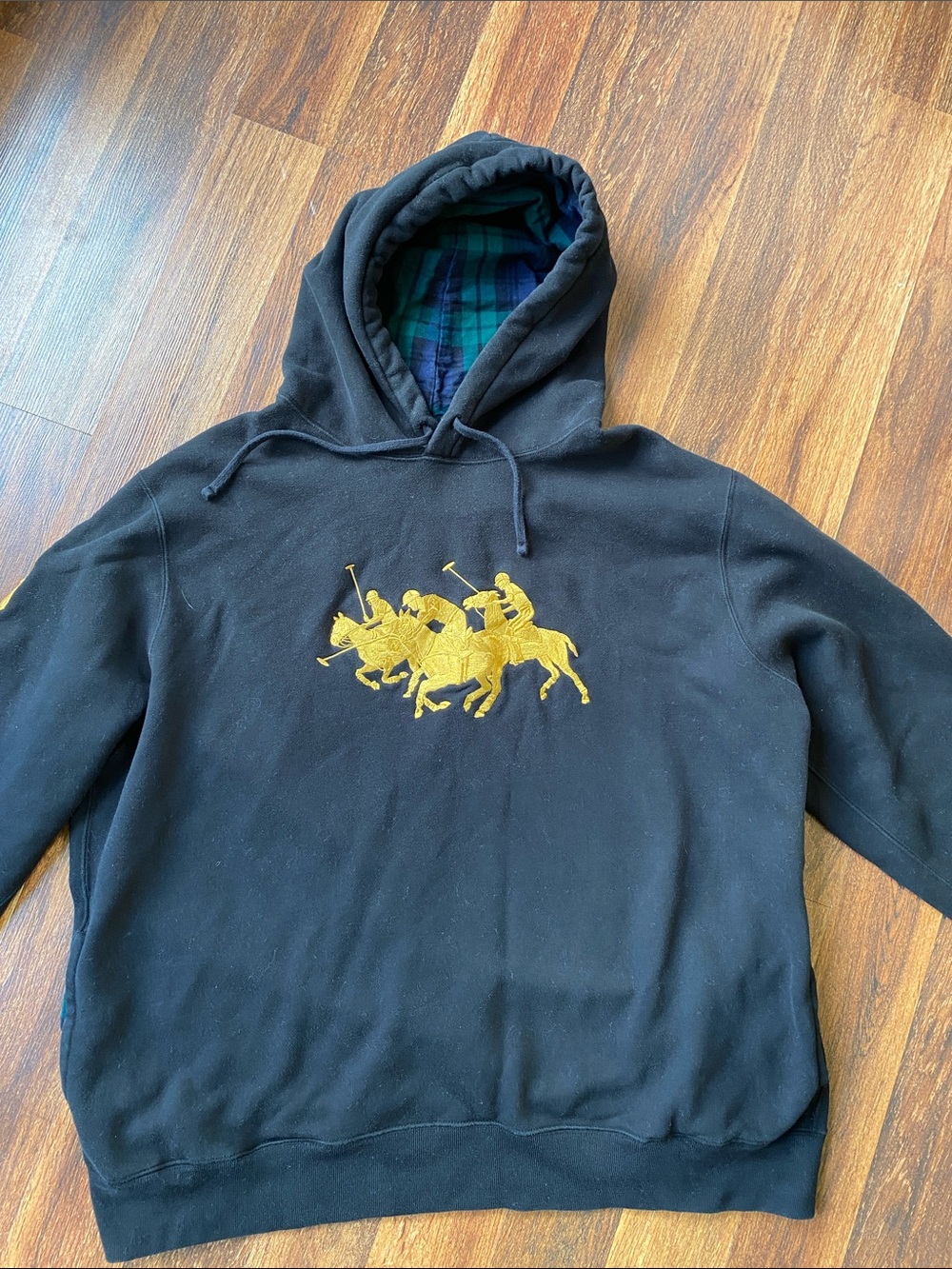 Polo Ralph Lauren Triple-Pony fleece hoodie Men XXL EUC true black/ gold